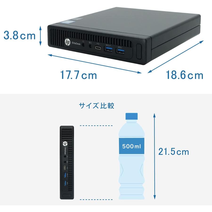 ミニPC HP EliteDesk 800 G2 DM i7/16GB/SSD/Win11 pclife_k-dt-hp-800g2-dm-i3-6rd-8gb