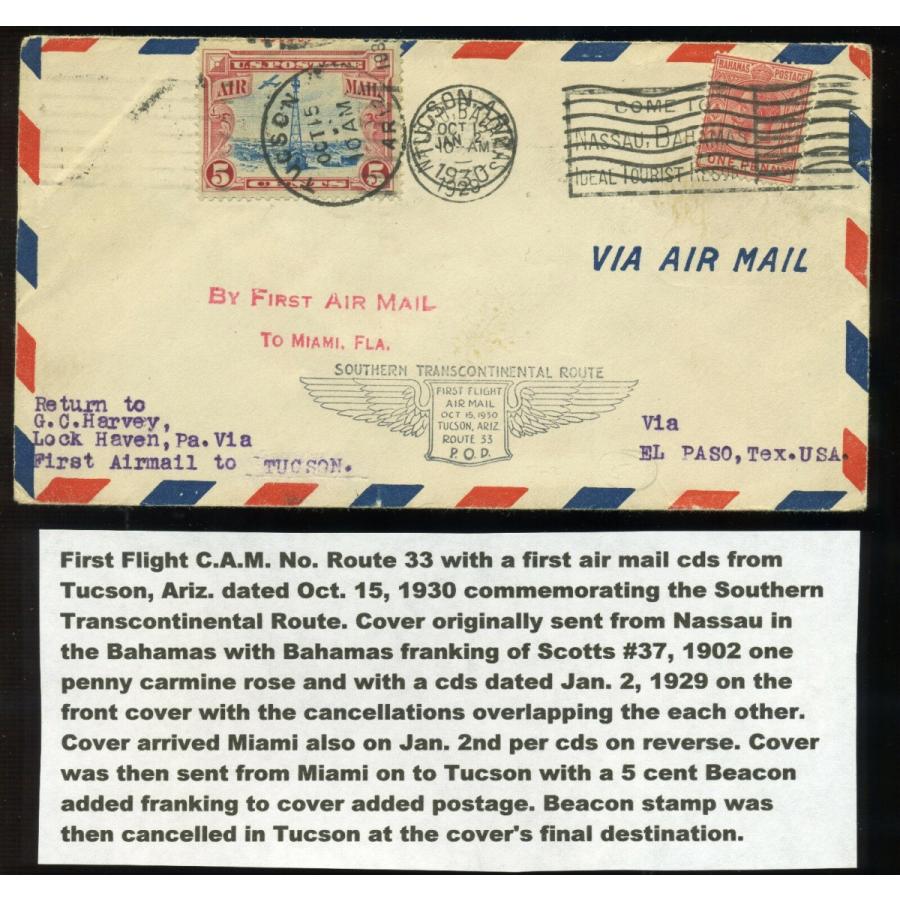 オンラインストアサイト 切手 1930年 米国 バハマ エアメール デュアルスタンプカバー ストック C11 Z78 Show Original Title 割引コー Cac Itc Com