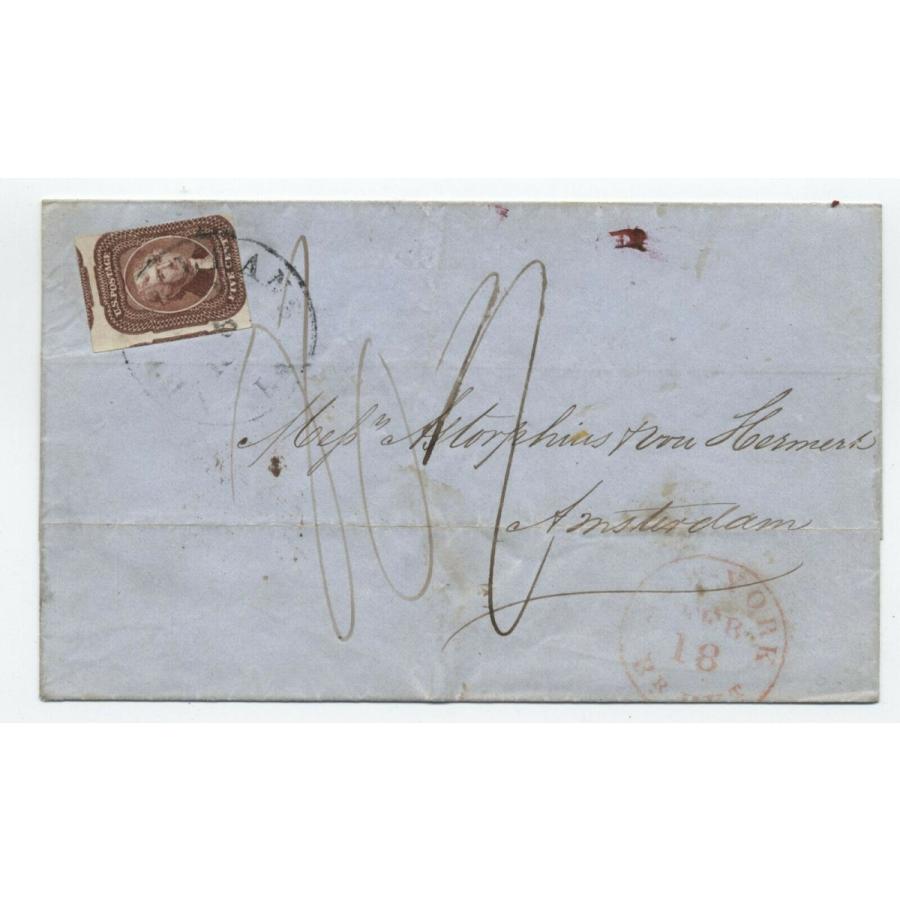 人気カラーの 証明書付き 通報) (2 ニューオーリンズからオランダ 1851 セント 5 #12 1857年 切手 [y4018]- original show 外国