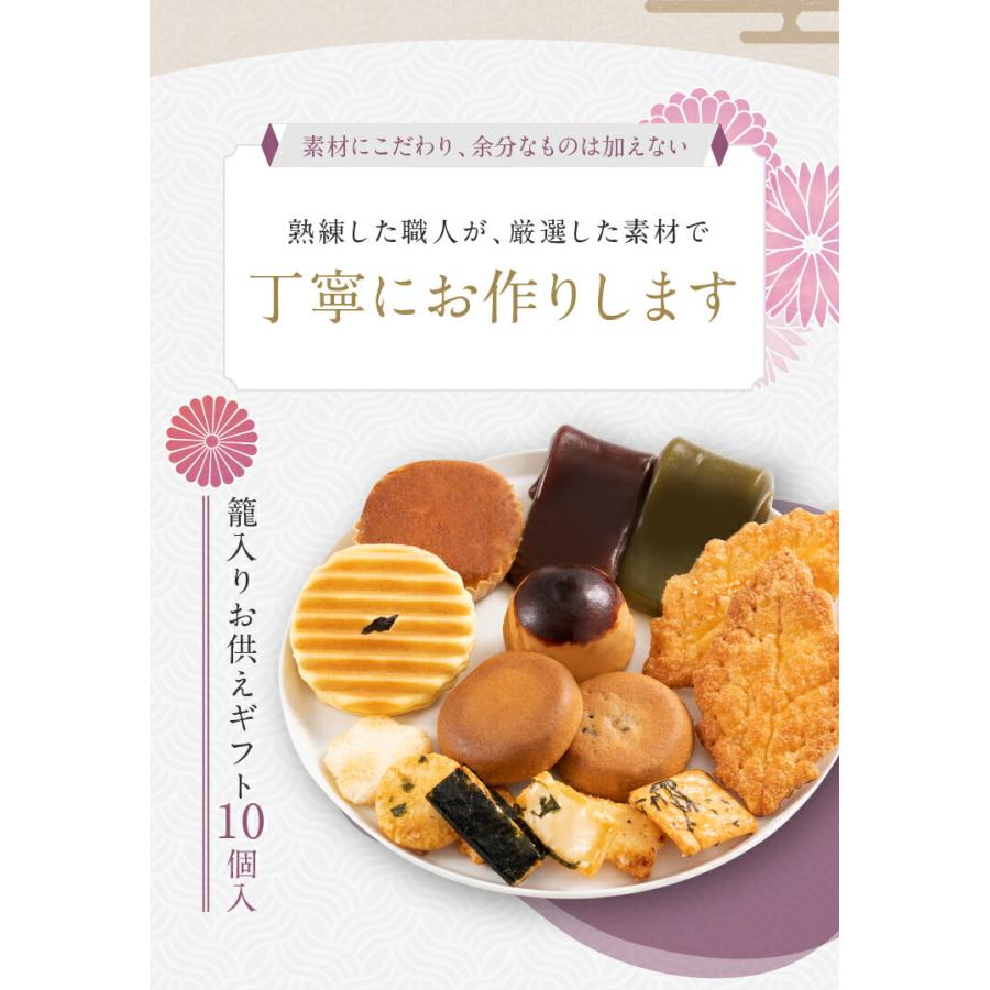 お供え かご盛り 10個入 和菓子 御供 御供え物 法事 法要 お彼岸 お盆 初盆 お供え物 日持ち かごもり 御供 御供え 籠盛り ギフト スイーツ｜srr-shop｜07