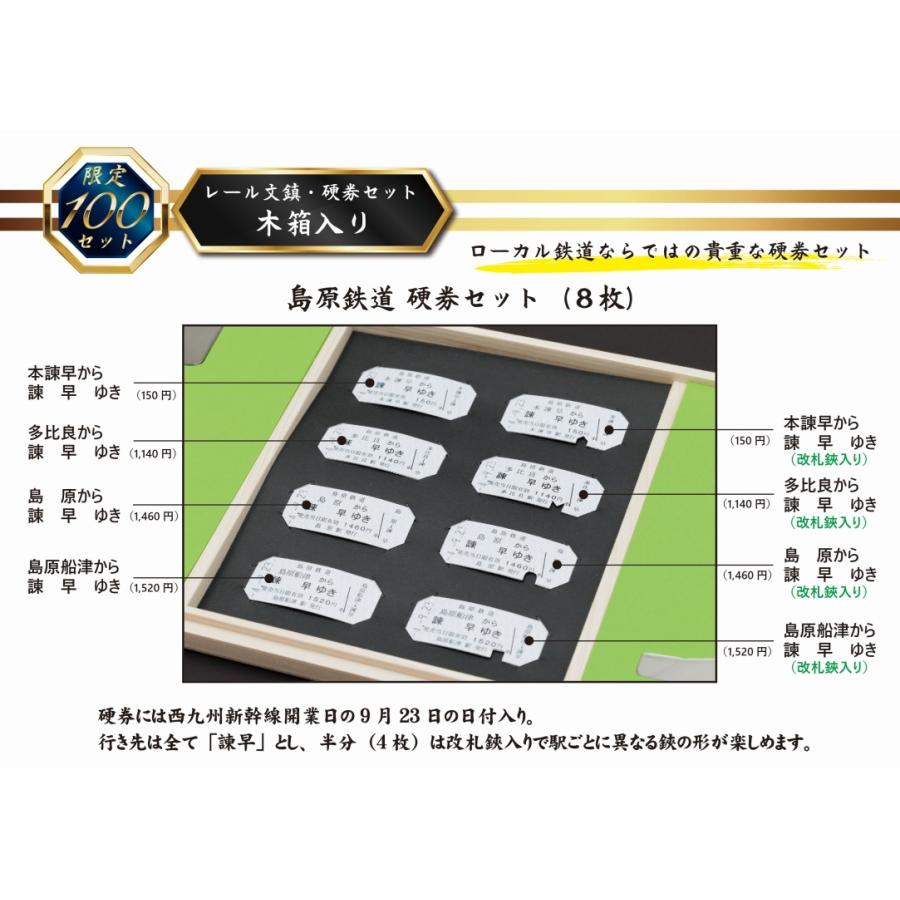 レール文鎮・硬券セット「木箱入り」 ☆島鉄（しまてつ）島原鉄道