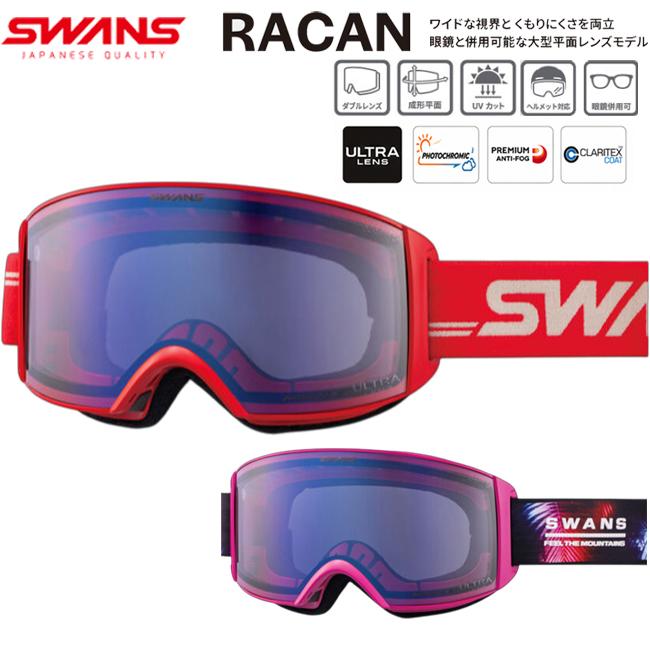 スノーゴーグル SWANS スワンズ RACAN ラカン 調光レンズ ゴーグル メガネ対応 スキー スノーボード ULTRAレンズ プレミアムアンチフォグ  RA-MDH-CU-LP