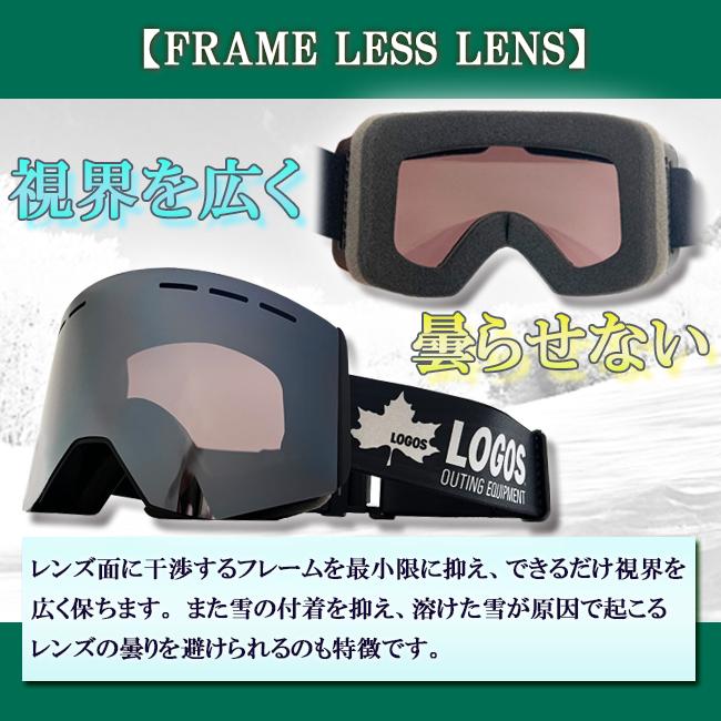 スノーゴーグル ゴーグル ハイコントラスト フレームレス ダブルレンズ