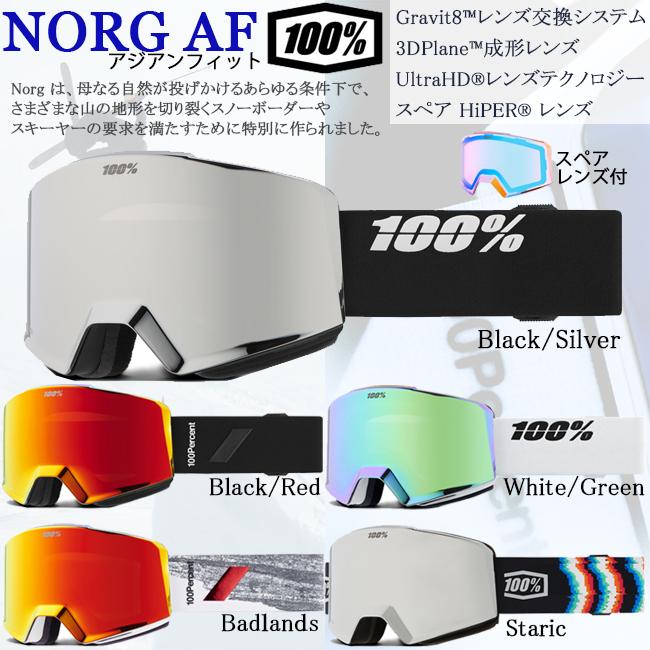 100% スノーゴーグル ワンハンドレッド NORG ハイパーレンズ 100% スノーゴーグル ワンハンドレッド NORG ハイパーレンズ