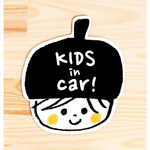 キッズインカー KIDS IN CAR マグネットステッカー(帽子が黒）｜ss-illustration