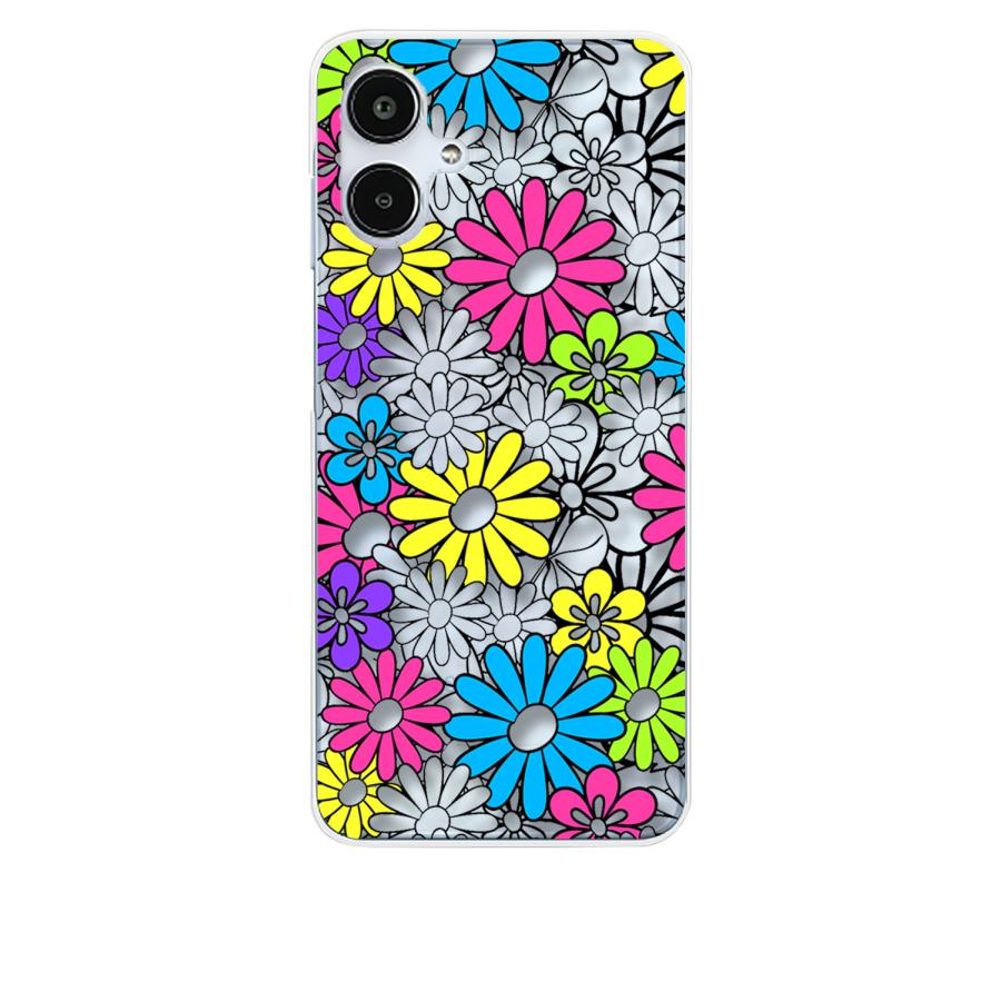 Galaxy A25 5G SC-53F クリア ハードケース 花柄アウトライン(ブラック