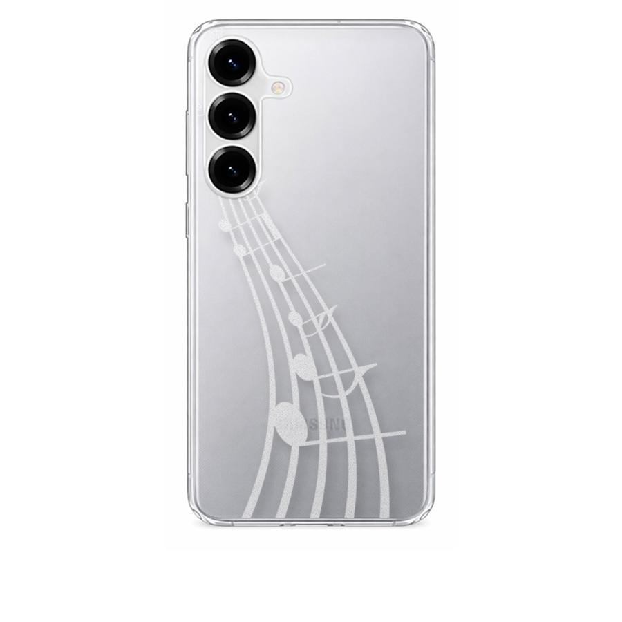 Galaxy S25 Plus 5G SM-S936B ケース クリア 透かし加工 音符 音楽 ト