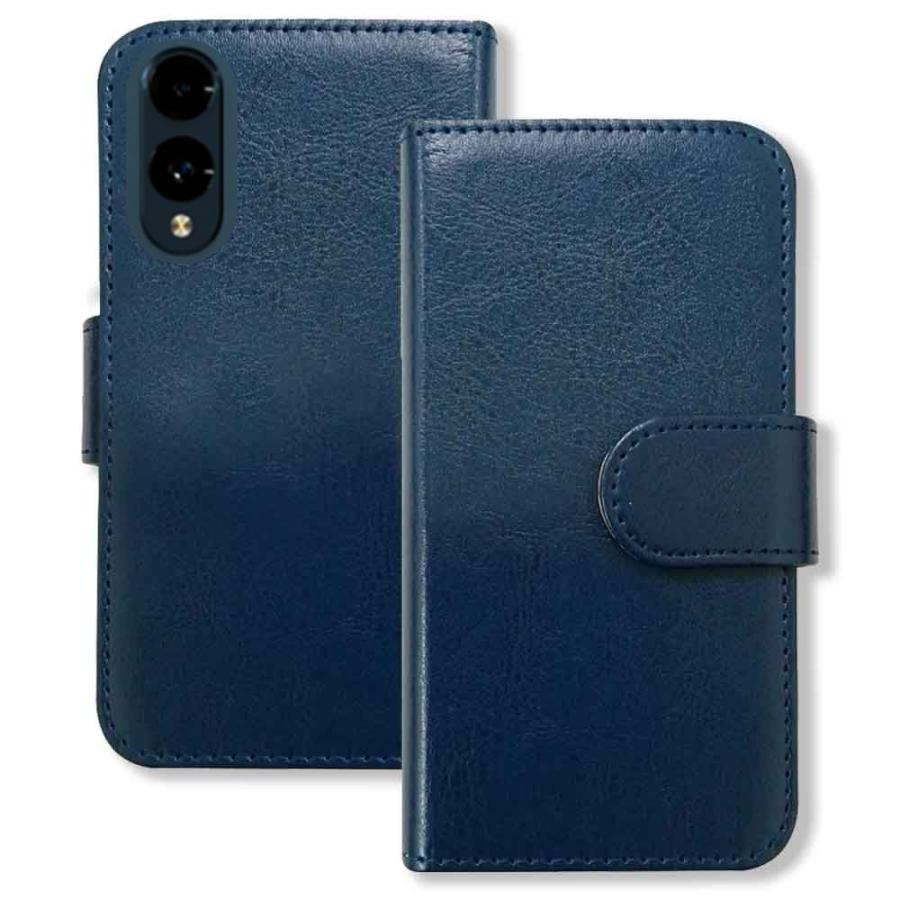 arrows We2 F-52E スマホケース（ネイビー）手帳型 PUレザー 無地