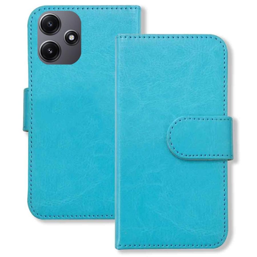 Xiaomi Redmi 12 5G XIG03 スマホケース（ブルー）手帳型 PUレザー