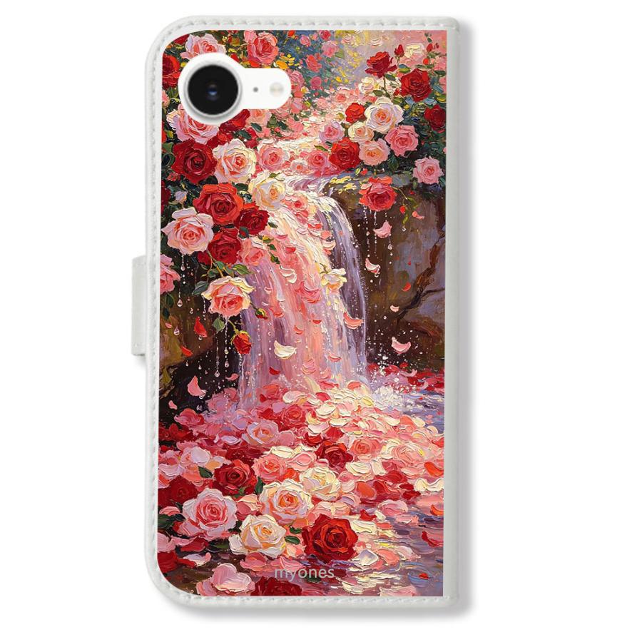 Google Pixel 10A 手帳型(ホワイトxバラの滝) 薔薇 バラ 可愛い 花柄