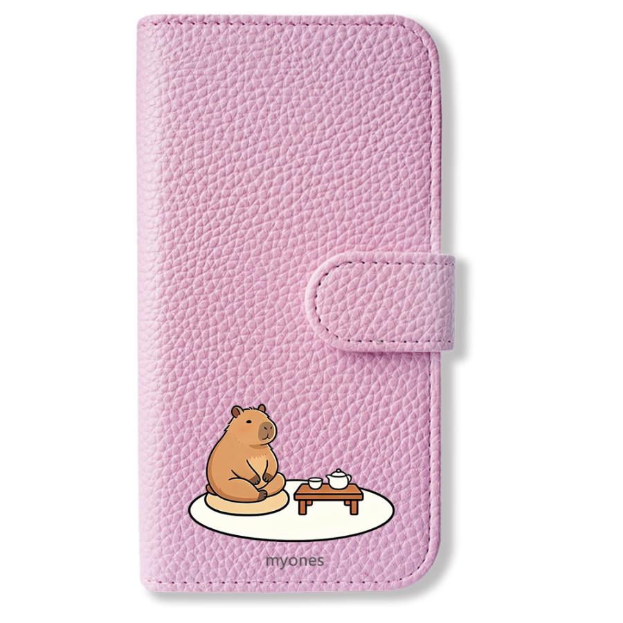 Google Pixel 10 Pro XL 手帳型(バイオレットxお茶を楽しむカピバラ