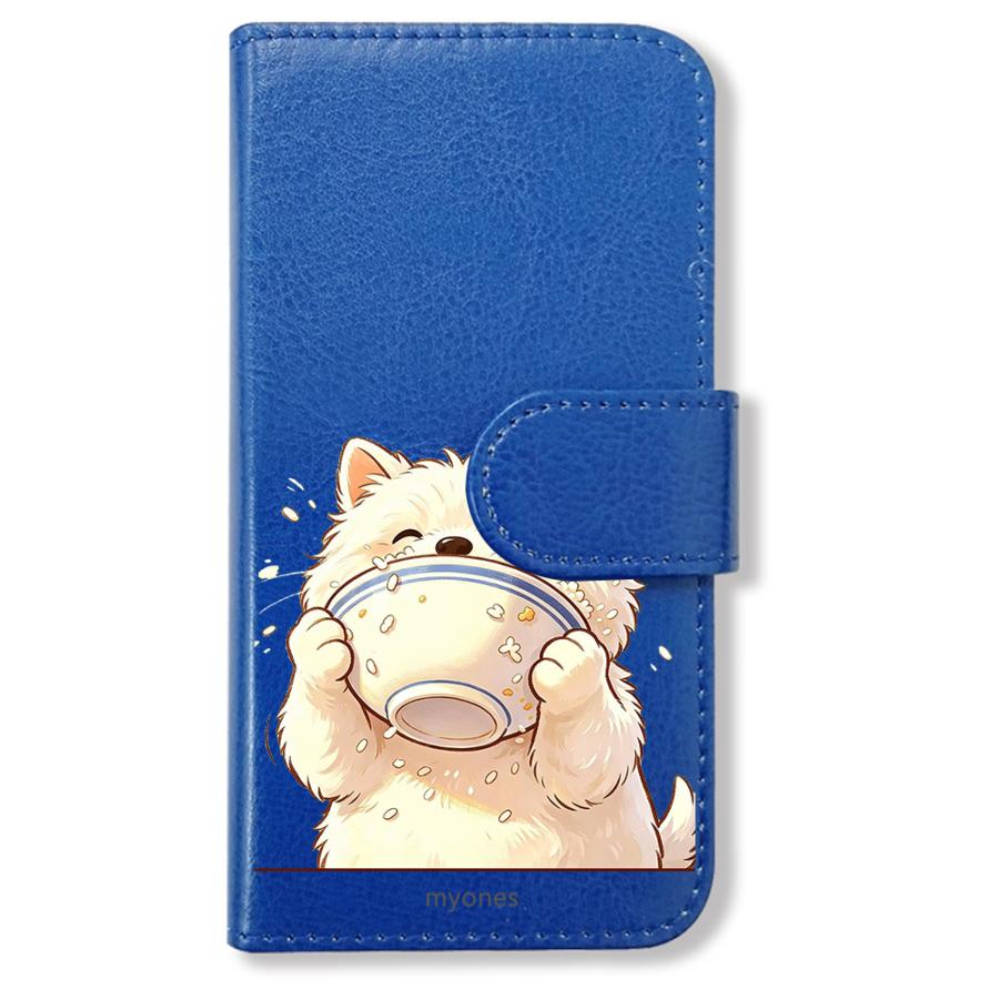 Google pixel9a 手帳型(ダークブルーx食いしん坊ワンちゃん) 犬 いぬ