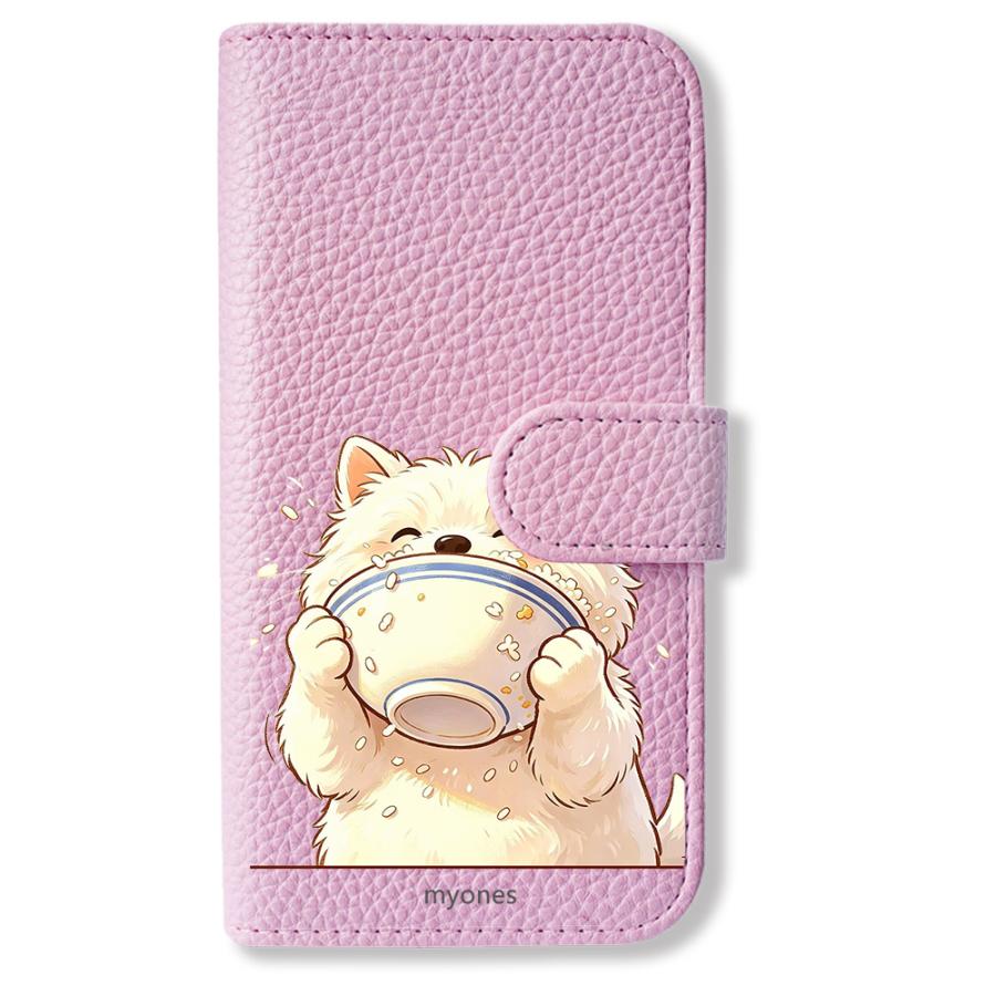 Google pixel9a 手帳型(バイオレットx食いしん坊ワンちゃん) 犬 いぬ