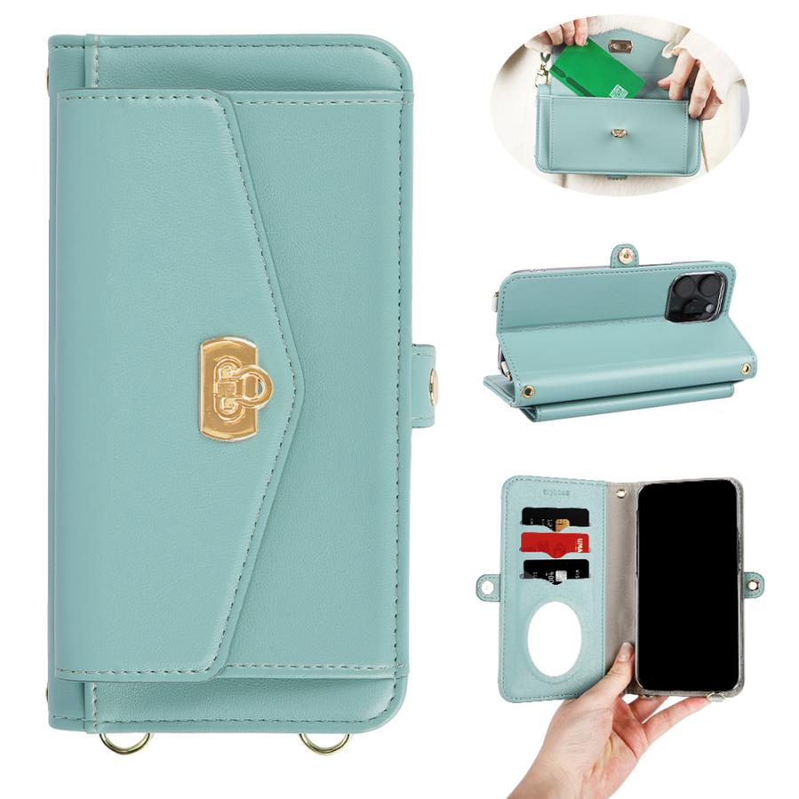 ★あにか★GPSケース ベージュくまちゃん / 合皮ミント Google Pixel 8a スマホケース 手帳型 (色：グリーン) 斜めがけ スマホ