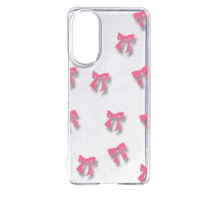 あんしんファミリースマホ A303ZT クリア ハードケース リボン(ピンク