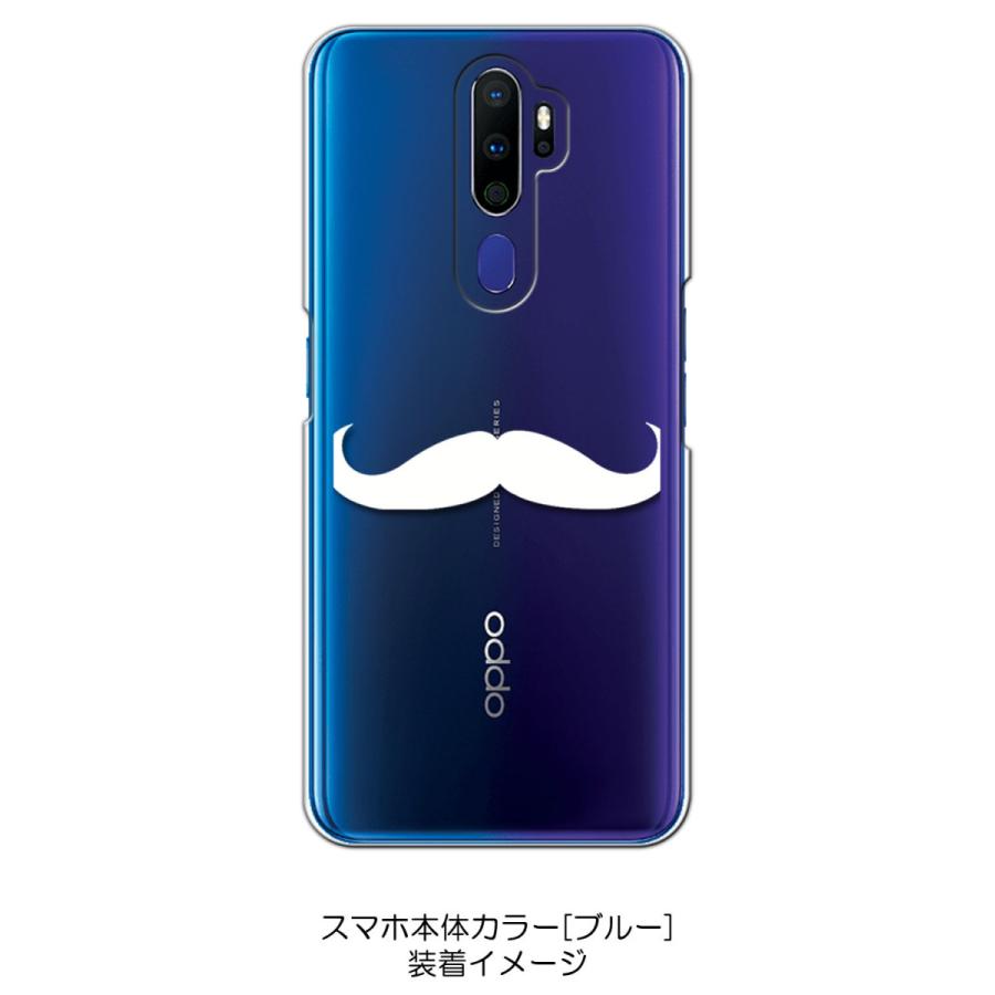 OPPO A5 2020 a52020 クリア ハードケース 髭 ひげ ヒゲ （ホワイト