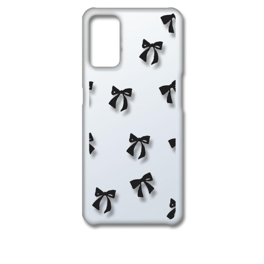 OPPO A55s 5G オッポ クリア ハードケース リボン(ブラック) スマホ