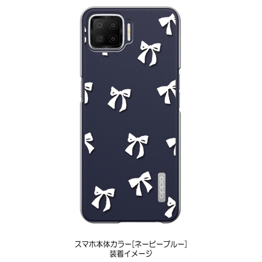 OPPO A73 オッポ クリア ハードケース リボン(ホワイト) スマホ ケース
