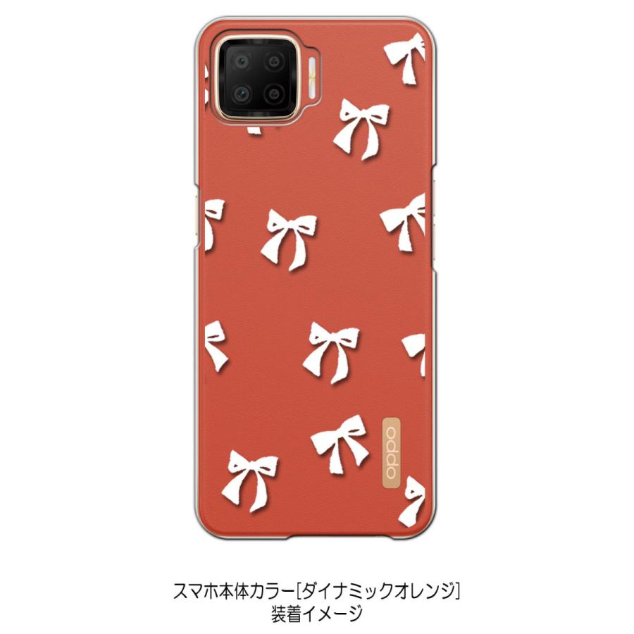 OPPO A73 オッポ クリア ハードケース リボン(ホワイト) スマホ ケース