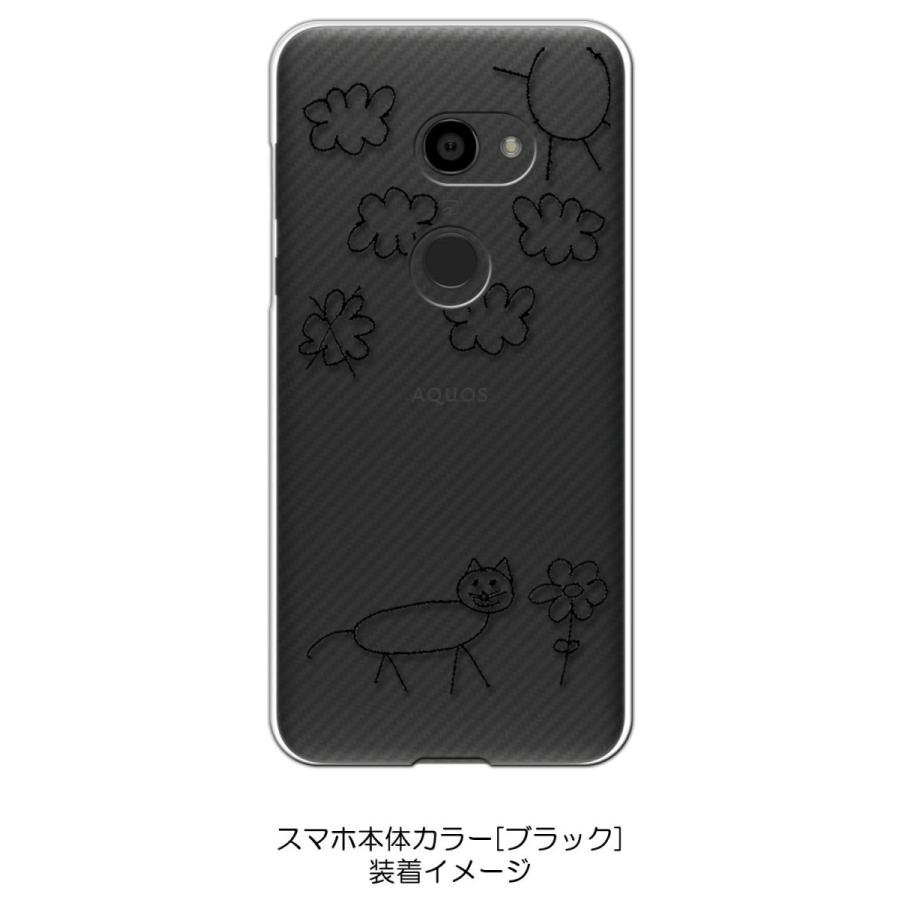 AQUOS zero アクオスゼロ クリア ハードケース 猫 ネコ 落書き 花 スマホ ケース スマートフォン カバー カスタム ジャケ｜ss-link｜02