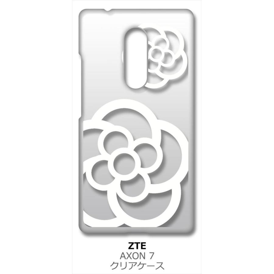 AXON 7 ZTE クリア ハードケース カメリア 花柄 （ホワイト） カバー ジャケット スマートフォン スマホケース｜ss-link
