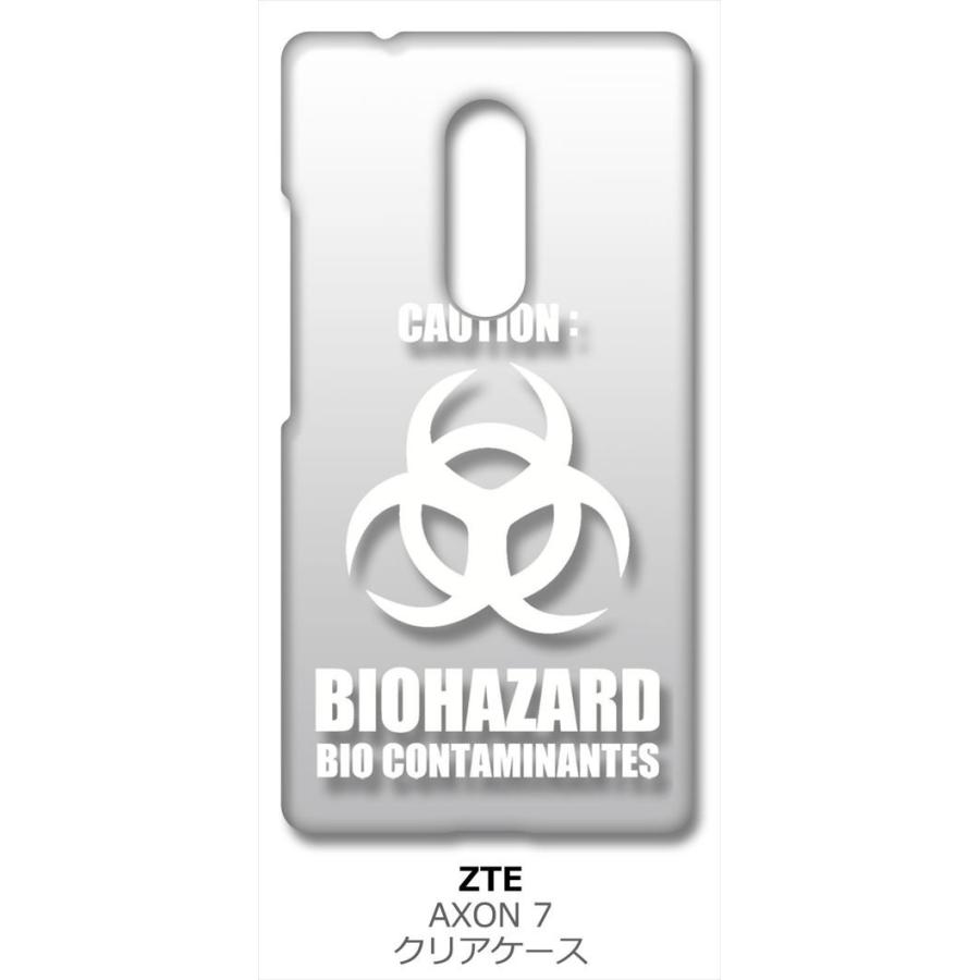 AXON 7 ZTE クリア ハードケース バイオハザード BIOHAZARD ロゴ （ホワイト） カバー ジャケット スマートフォン スマホケース｜ss-link