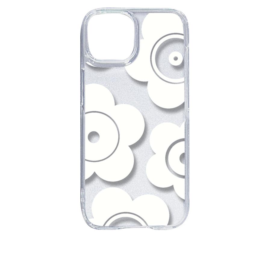 iPhone15 アイフォン15 クリア ハードケース t026-ホワイト 花柄