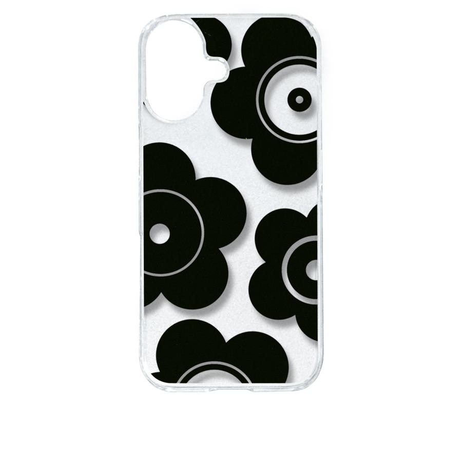 かりめろ ♩♩　 花柄 iPhoneケース ブラック iPhone 17 アイフォン17 クリア ハードケース t026-ブラック 花柄