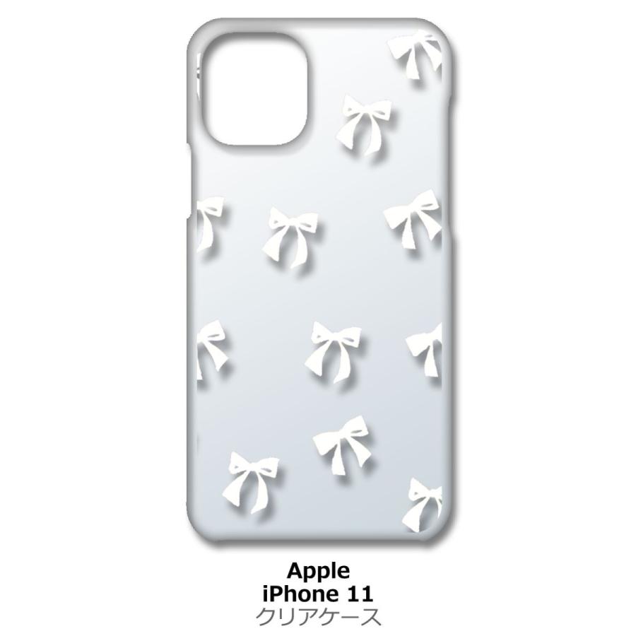 iPhone11 クリア ハードケース リボン(ホワイト) スマホ ケース