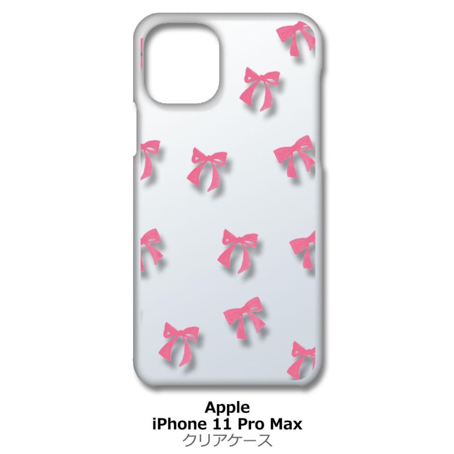 iPhone11 Pro Max クリア ハードケース リボン(ピンク) スマホ ケース スマートフォン カバー カスタム ジャケット｜ss-link
