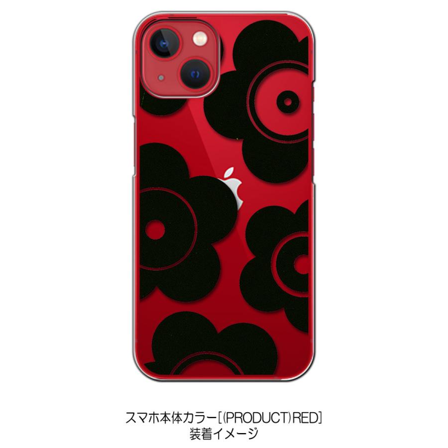 iPhone13 アイフォン13 クリア ハードケース t026-ブラック 花柄