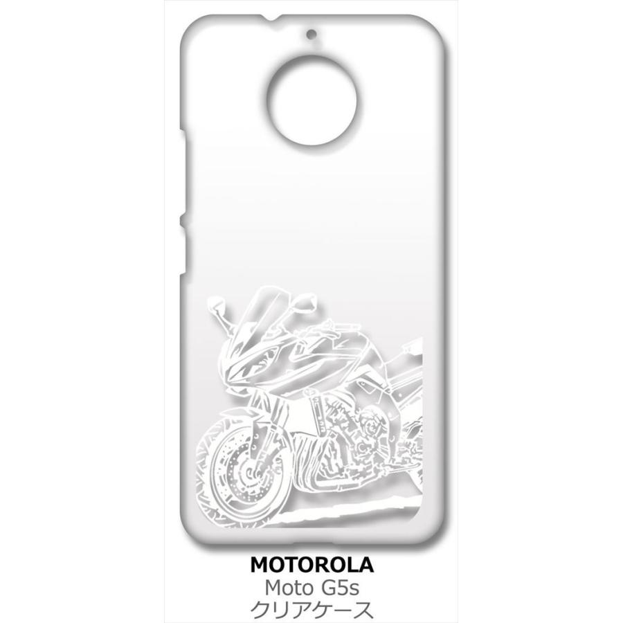 Moto G5s モトローラ クリア ハードケース バイク イラスト クール （ホワイト） カバー ジャケット スマートフォン スマホケース｜ss-link