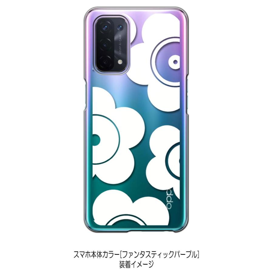 OPPO A54 5G クリア ハードケース t026-ホワイト 花柄 マリメッコ風