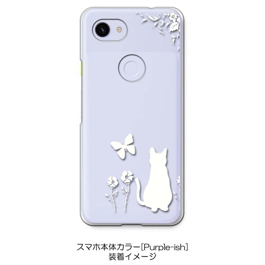 pixel3aXL Pixel 3a XL クリア ハードケース 猫 ネコ 花柄 a026 ホワイト スマホ ケース スマートフォン カバー カスタ｜ss-link｜02