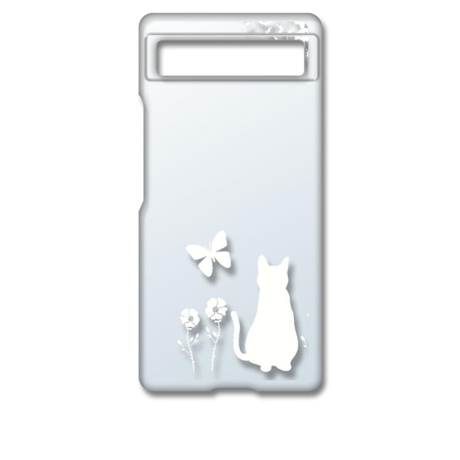 Google Pixel 6a ピクセル6aクリア ハードケース 猫 ネコ 花柄