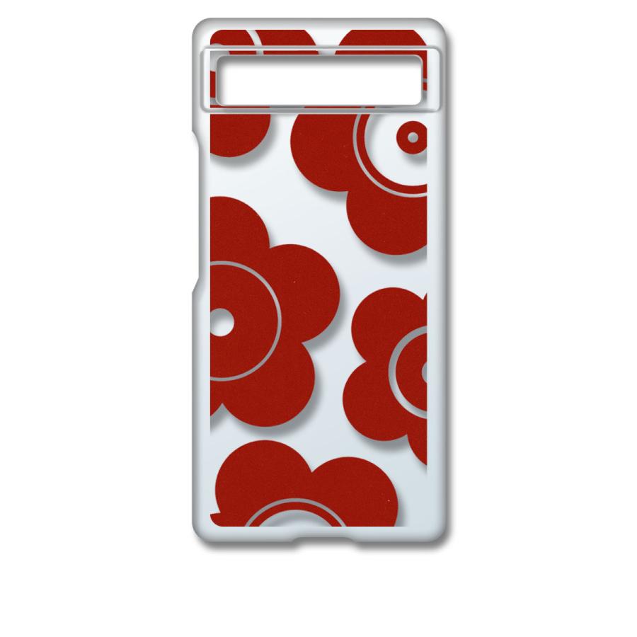 Google Pixel 6a ピクセル6aクリア ハードケース t026-レッド 花柄