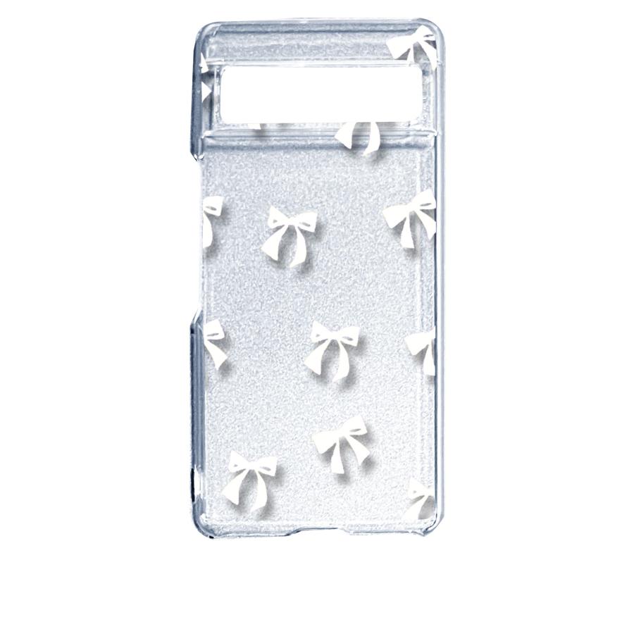 Google Pixel 7 ピクセル7 クリア ハードケース リボン(ホワイト