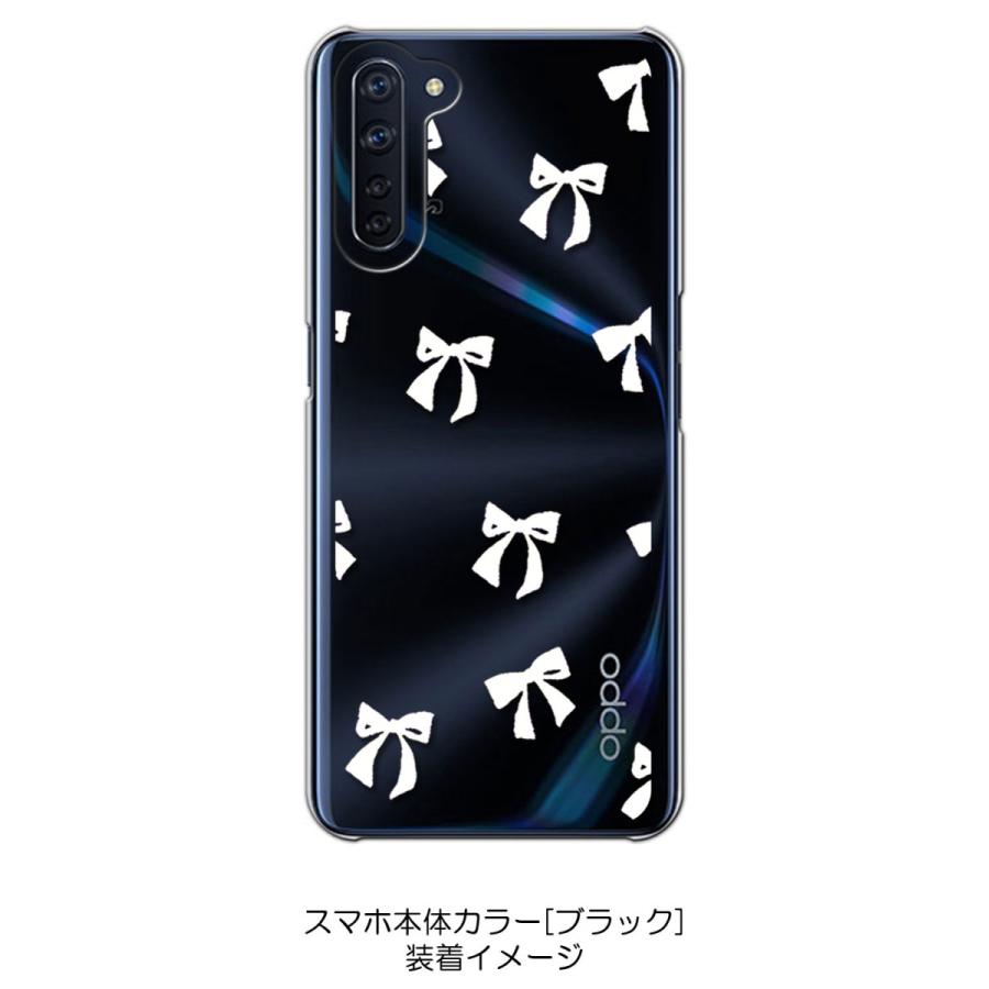 Reno3 A OPPO reno3a クリア ハードケース リボン(ホワイト) スマホ