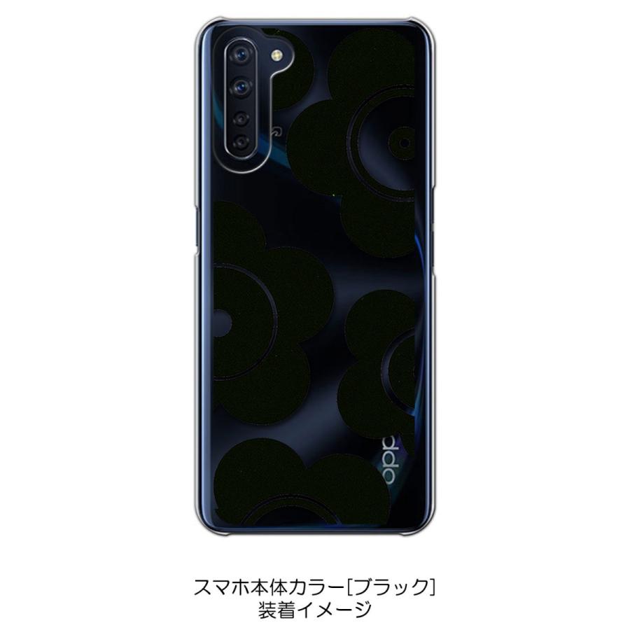 Reno3 A OPPO reno3a クリア ハードケース t026-ブラック 花柄