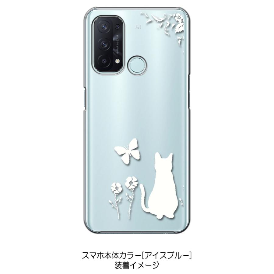 OPPO Reno 5A オッポ リノ5A レノ5A クリア ハードケース 猫 ネコ 花柄