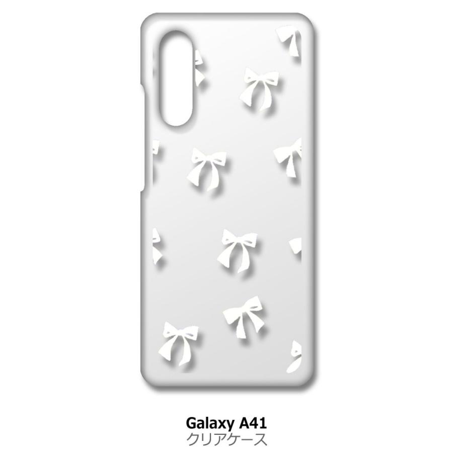 Galaxy A41 SC-41A SCV48 クリア ハードケース リボン(ホワイト