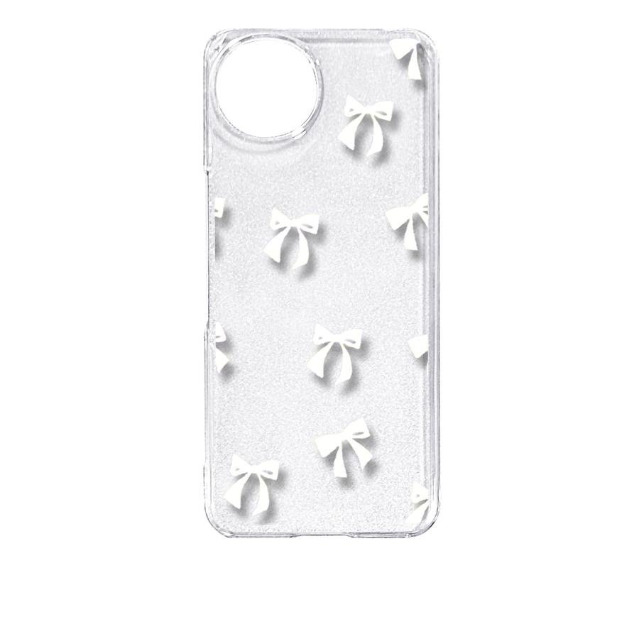 AQUOS wish4 SH-52E アクオス クリア ハードケース リボン(ホワイト