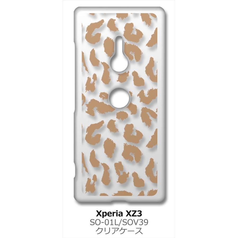 Xperia XZ3 SO-01L/SOV39 エクスペリア クリア ハードケース ヒョウ柄（ブラウン）半透明透過 アニマル 豹 スマホ ケース スマートフォ｜ss-link