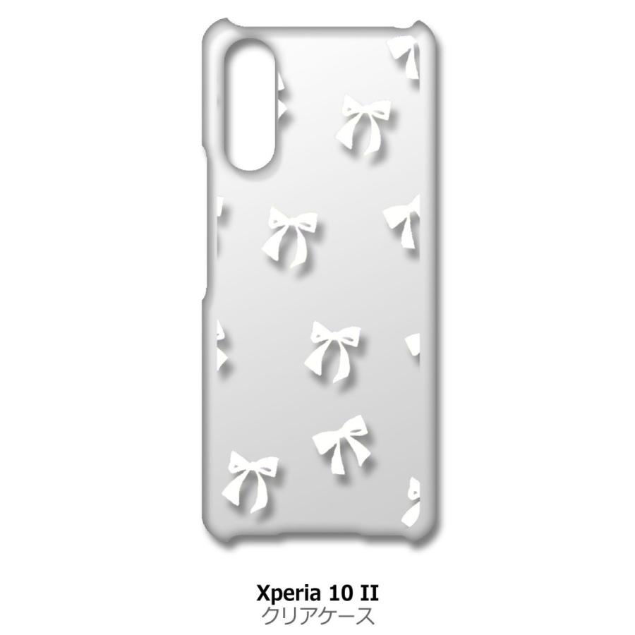 Xperia 10 II SO-41A SOV43 クリア ハードケース リボン(ホワイト