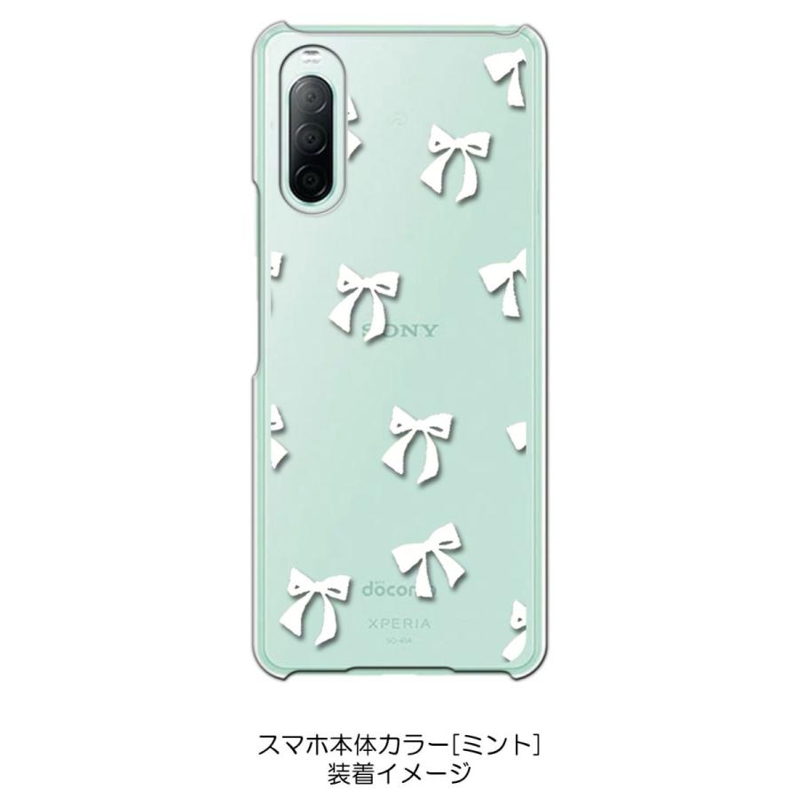Xperia 10 II SO-41A SOV43 クリア ハードケース リボン(ホワイト