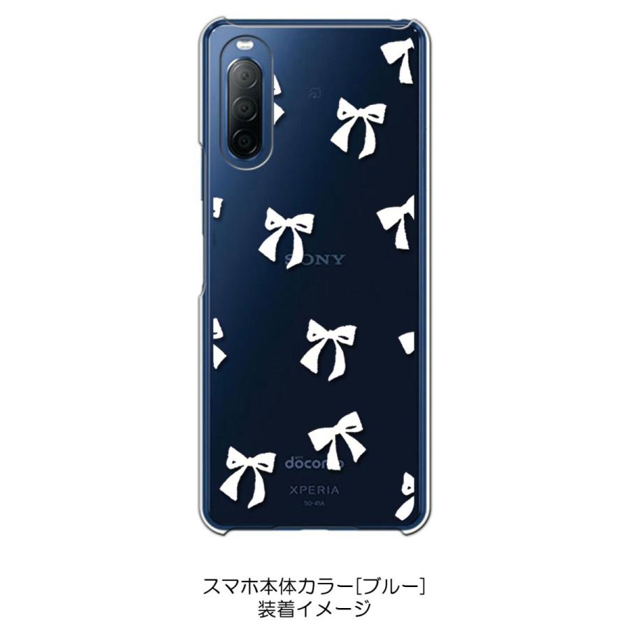 Xperia 10 II SO-41A SOV43 クリア ハードケース リボン(ホワイト