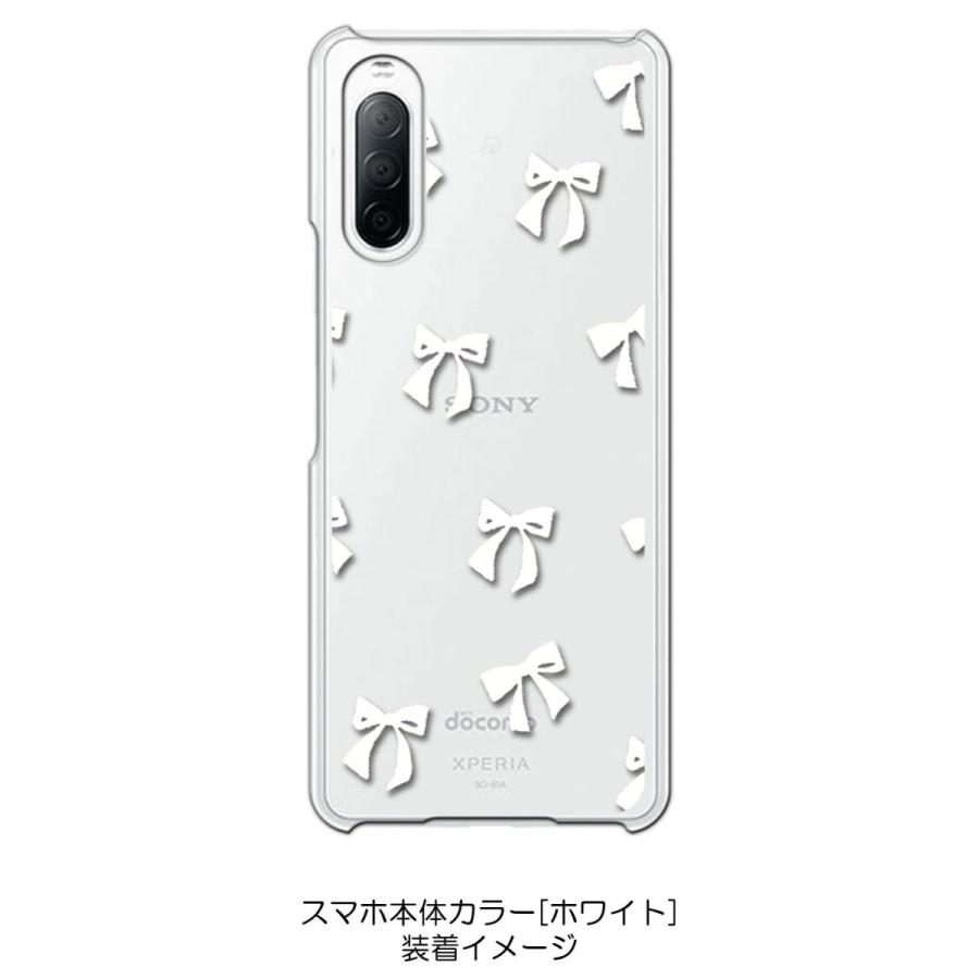 Xperia 10 II SO-41A SOV43 クリア ハードケース リボン(ホワイト