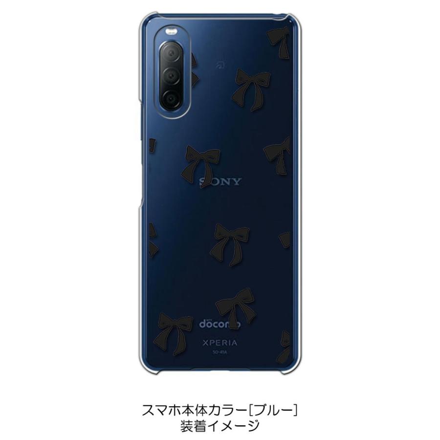 Xperia 10 II SO-41A SOV43 クリア ハードケース リボン(ブラック