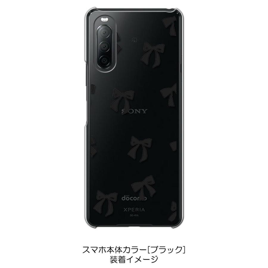 Xperia 10 II SO-41A SOV43 クリア ハードケース リボン(ブラック