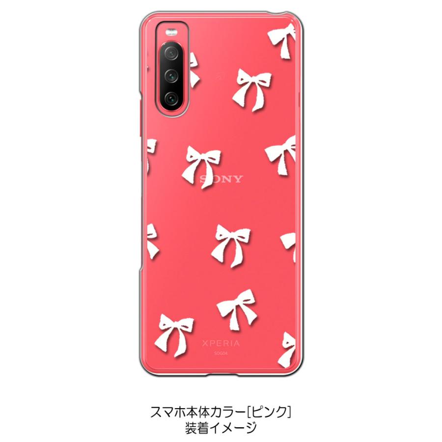 Xperia 10 III SO-52B SOG04 クリア ハードケース リボン(ホワイト